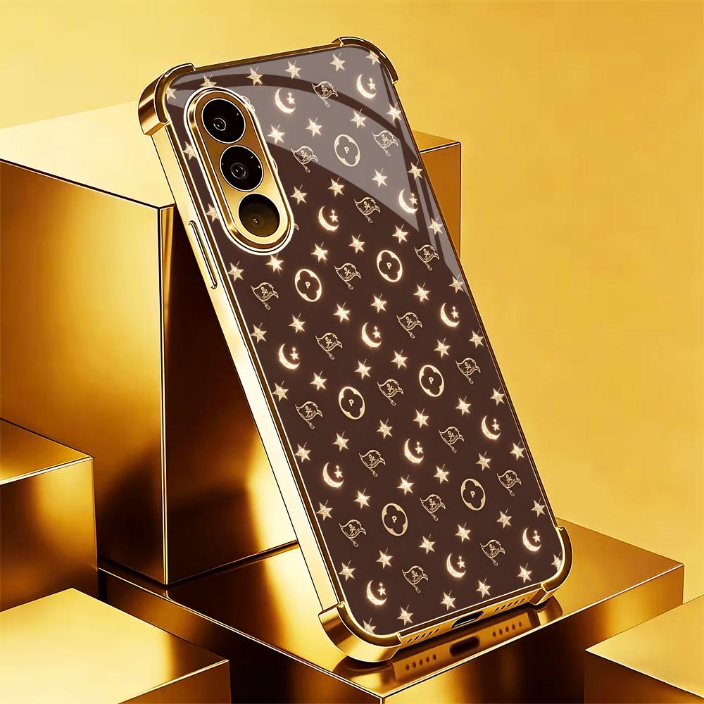 Phone Cases Quad Lock - Элитный роскошный коричнево-золотой чехол для телефона