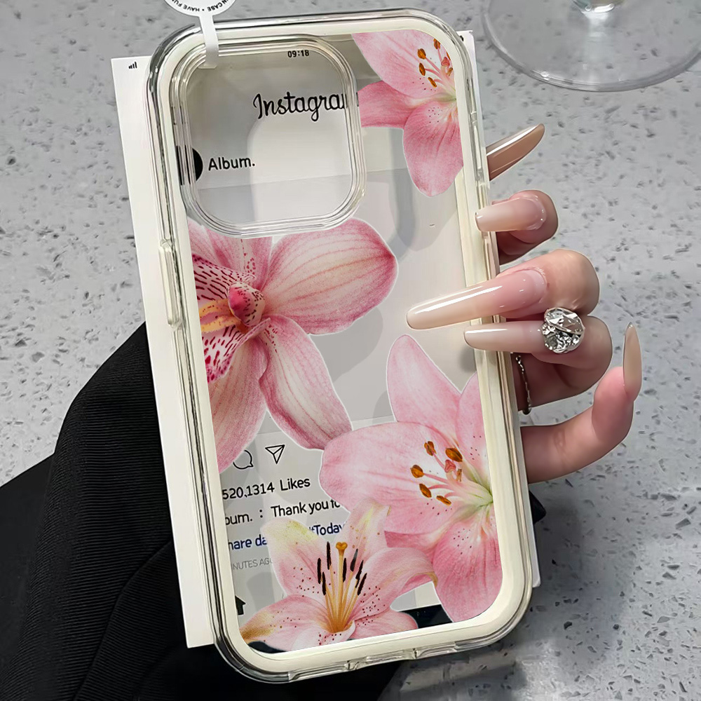 Phone Cases Pink - Прозрачный силиконовый чехол с розовой лилией