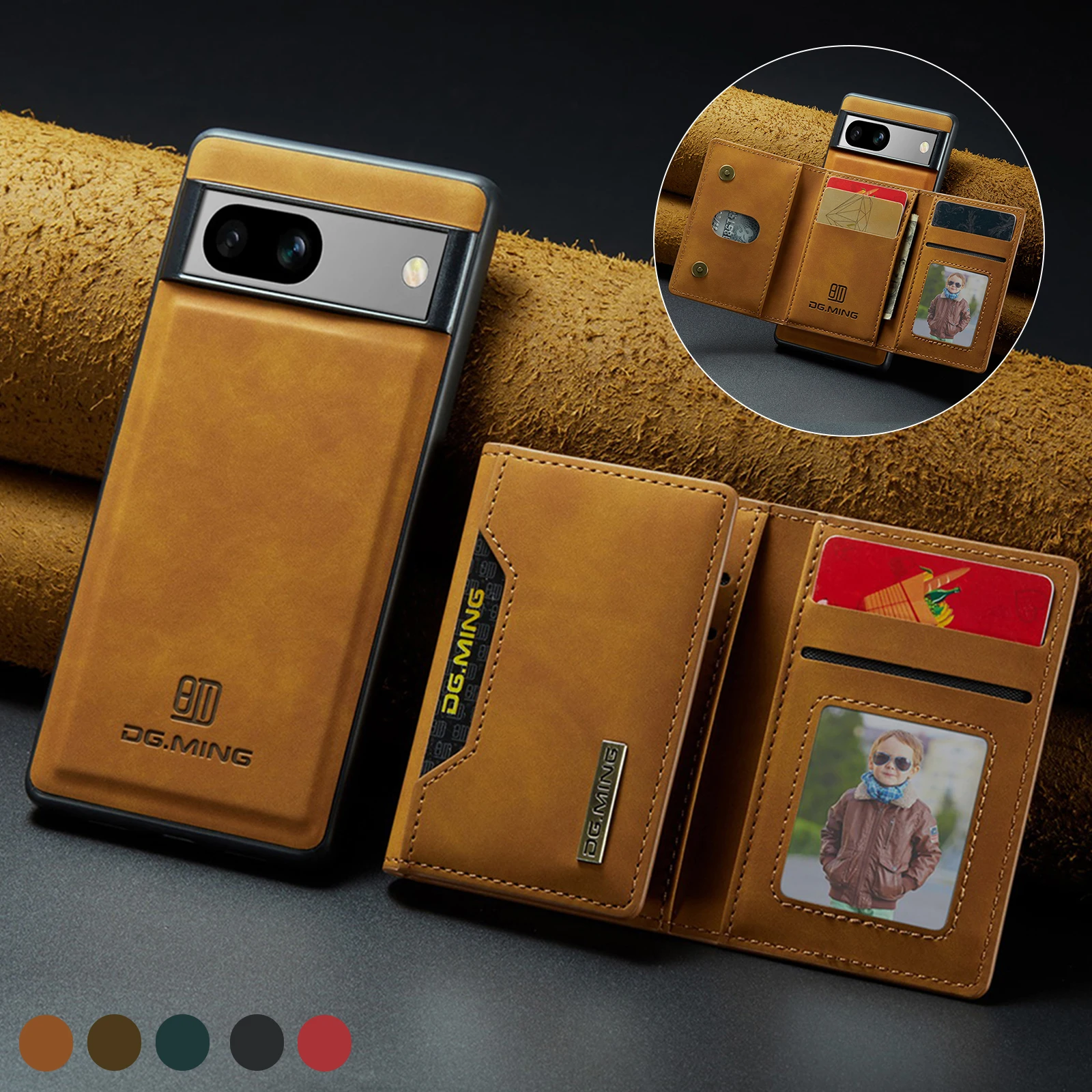 Leather Folio Wallet Case - Магнитный кожаный чехол-бумажник с отделениями для