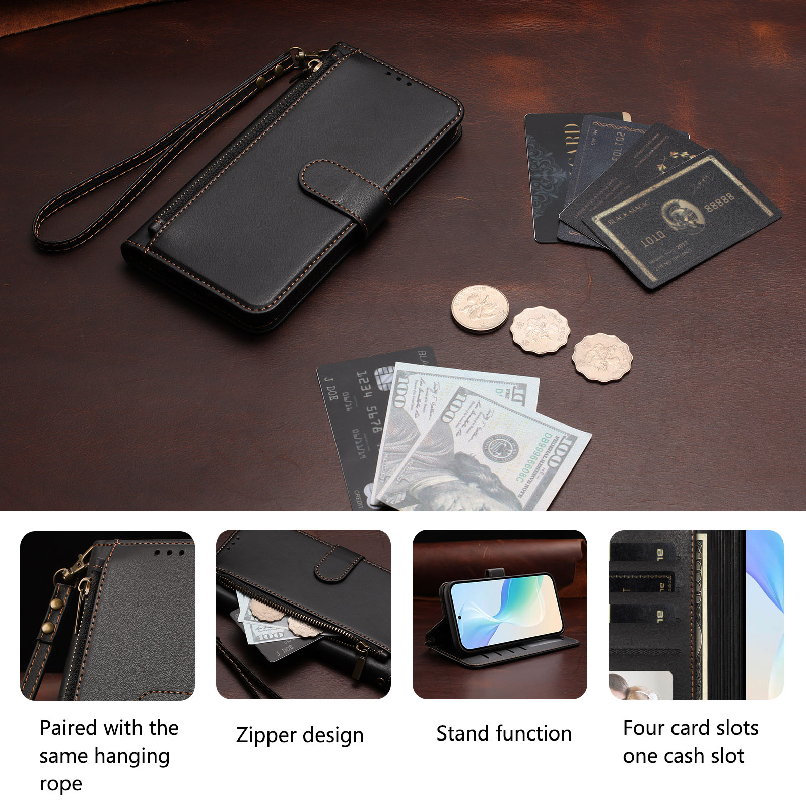 Магнитный кожаный чехол-кошеле – обзор и цена Leather Folio Wallet Case
